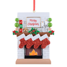 Load image into Gallery viewer, Personalized Christmas Ornament Fireplace Stockings Family 4