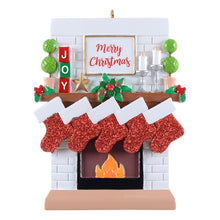 Load image into Gallery viewer, Personalized Christmas Ornament Fireplace Stockings Family 5