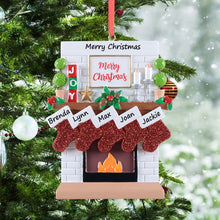 Load image into Gallery viewer, Personalized Christmas Ornament Fireplace Stockings Family 5