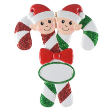 Load image into Gallery viewer, Personalized Christmas Tree Ornament Elves Family of 2