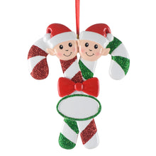 Load image into Gallery viewer, Personalized Christmas Tree Ornament Elves Family of 2