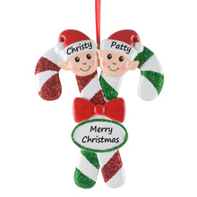 Load image into Gallery viewer, Personalized Christmas Tree Ornament Elves Family of 2