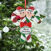 Load image into Gallery viewer, Personalized Christmas Tree Ornament Elves Family of 2