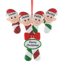 Load image into Gallery viewer, Personalized House Ornament Christmas Ornament Elves Family of 4