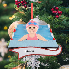 Load image into Gallery viewer, Personalized Christmas Sport Ornament Swimming Girl