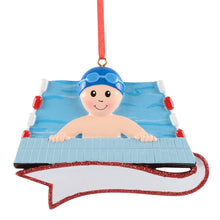 Load image into Gallery viewer, Personalized Christmas Sport Ornament Swimming Boy