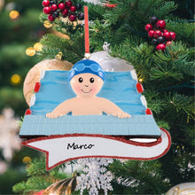 Load image into Gallery viewer, Personalized Christmas Sport Ornament Swimming Boy