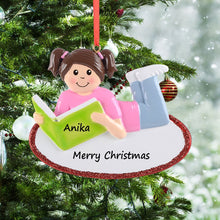 Load image into Gallery viewer, Personalized Christmas Ornament Love Reading Girl/Boy