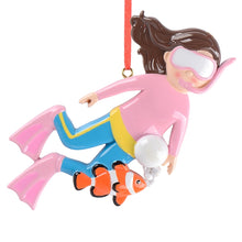 Load image into Gallery viewer, Personalized Christmas Gift Snorkeling Girl Ornament