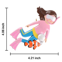 Load image into Gallery viewer, Personalized Christmas Gift Snorkeling Girl Ornament
