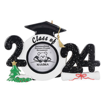 Load image into Gallery viewer, Personalized Christmas Ornament 2024 Graduate Photo Frame Black/Blue/Red