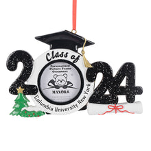 Load image into Gallery viewer, 2024 Customize Gift Christmas Ornament Graduate Photo Frame Black