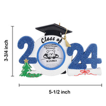 Load image into Gallery viewer, Personalized Ornament Graduate Photo Frame Blue
