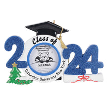 Load image into Gallery viewer, Personalized Ornament Graduate Photo Frame Blue