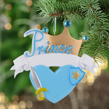 Load image into Gallery viewer, Christmas Personalized Ornament Prince Crown Blue/Pink