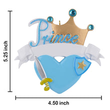 Load image into Gallery viewer, Christmas Personalized Ornament Prince Crown Blue/Pink