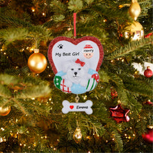 Load image into Gallery viewer, Personalized Christmas Pet Ornament Cut Dog with Heart