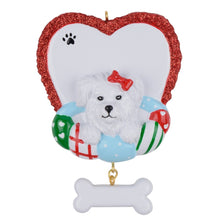 Load image into Gallery viewer, Personalized Christmas Pet Ornament Cut Dog with Heart
