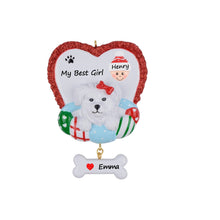 Load image into Gallery viewer, Personalized Christmas Pet Ornament Cut Dog with Heart
