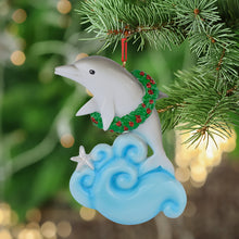 Load image into Gallery viewer, Personalized Ocean Ornament Christmas Gift Dolphin Ornament with Wreath
