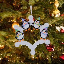 Load image into Gallery viewer, Personalized Christmas Ornament Snowflake with Penguin Family 3