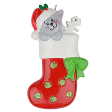 Load image into Gallery viewer, Personalized Christmas Pet Ornament Kitty Stocking