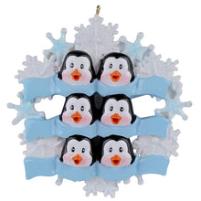 Load image into Gallery viewer, Personalized Gift Christmas Ornament Penguin with Snowflake Family 6