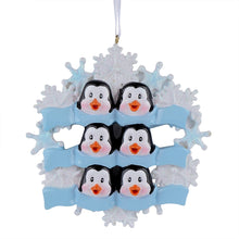 Load image into Gallery viewer, Personalized Gift Christmas Ornament Penguin with Snowflake Family 6