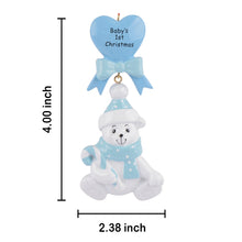 Load image into Gallery viewer, Personalized Baby's First Gift Christmas Ornament Baby Bear Blue