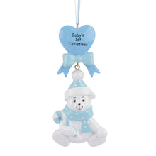 Load image into Gallery viewer, Personalized Baby's First Gift Christmas Ornament Baby Bear Blue