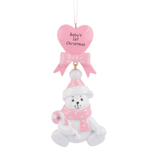Load image into Gallery viewer, Personalized Ornaments Baby's First Christmas Baby Bear Pink