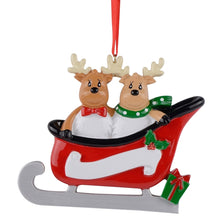 Load image into Gallery viewer, Personalized Gift Christmas Ornament Sled Reindeer Family 2