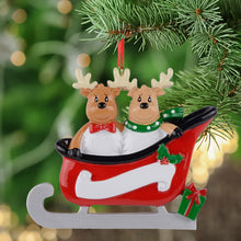 Load image into Gallery viewer, Personalized Gift Christmas Ornament Sled Reindeer Family 2