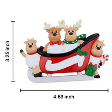Load image into Gallery viewer, Personalized Christmas Ornament Sled Reindeer Family 4