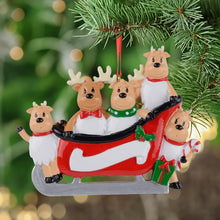 Load image into Gallery viewer, Personalized Christmas Ornament Sled Reindeer Family 5