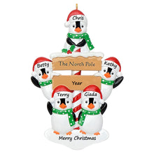 Load image into Gallery viewer, Customized Family Gift Christmas Ornament North Pole Penguin Family 5