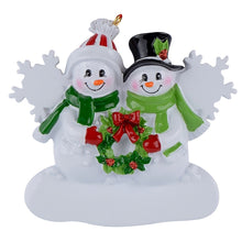 Load image into Gallery viewer, Personalized Christmas Ornament Snowman Family with Snowflake Family 2