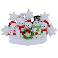 Load image into Gallery viewer, Christmas Ornament Personalized gift Snowflake Snowman Family 5