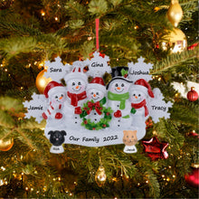 Load image into Gallery viewer, Christmas Ornament Personalized gift Snowflake Snowman Family 5