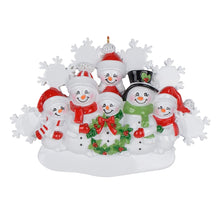 Load image into Gallery viewer, Personalized Christmas Ornament Snowman Family with Snowflake Family 6