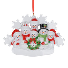 Load image into Gallery viewer, Personalized Christmas Ornament Snowman Family with Snowflake Family 6