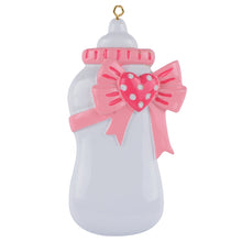Load image into Gallery viewer, Customize Gift for Baby's 1st Christmas Personalized Ornament Bottle Pink