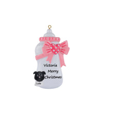 Load image into Gallery viewer, Customize Gift for Baby's 1st Christmas Personalized Ornament Bottle Pink