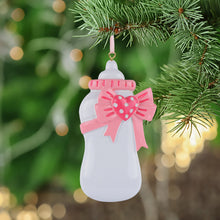 Load image into Gallery viewer, Customize Gift for Baby's 1st Christmas Personalized Ornament Bottle Pink