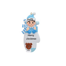 Load image into Gallery viewer, Personalized Baby's First Christmas Ornament Gift Baby Boy Mitten