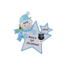 Load image into Gallery viewer, Maxora Personalized Baby Ornament Baby‘s 1st Christmas Star Boy