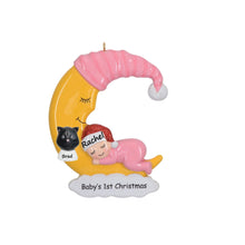 Load image into Gallery viewer, Personalized Christmas Ornament Baby Girl Sleep in Moon