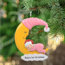 Load image into Gallery viewer, Personalized Christmas Ornament Baby Girl Sleep in Moon