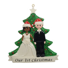 Load image into Gallery viewer, Personalized Christmas Wedding Couple Ornament Ethnic Bride and White Groom