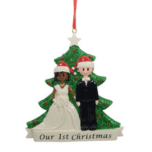 Load image into Gallery viewer, Personalized Christmas Wedding Couple Ornament Ethnic Bride and White Groom